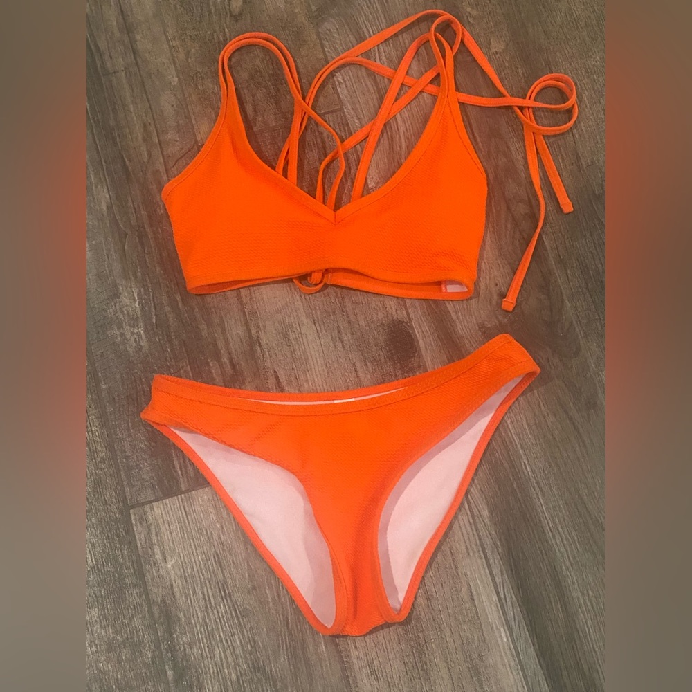 NWOT Boutique Orange Textured Bikini sz M